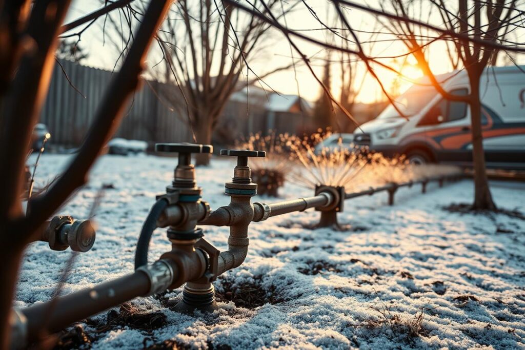 Drain outdoor irrigation system Placerville CA winter